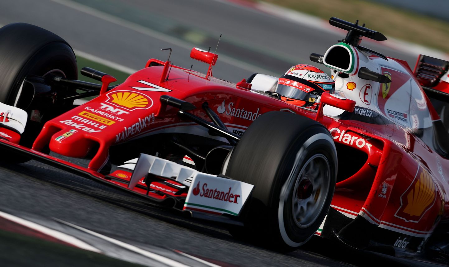 Ferrari sõitja Kimi Räikkönen Barcelona testi viimasel päeval.