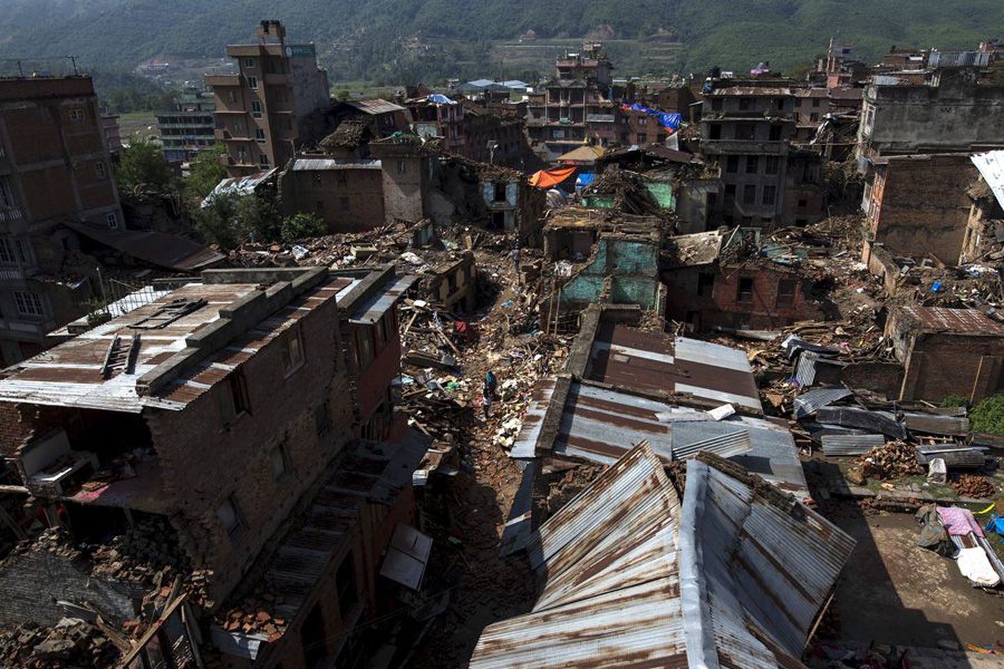 See foto on tehtud ühes Katmandu eeslinnas selle nädala esmaspäeval. Majad on purunenud ja mahajäetud, sest need on varisemisohtlikud.