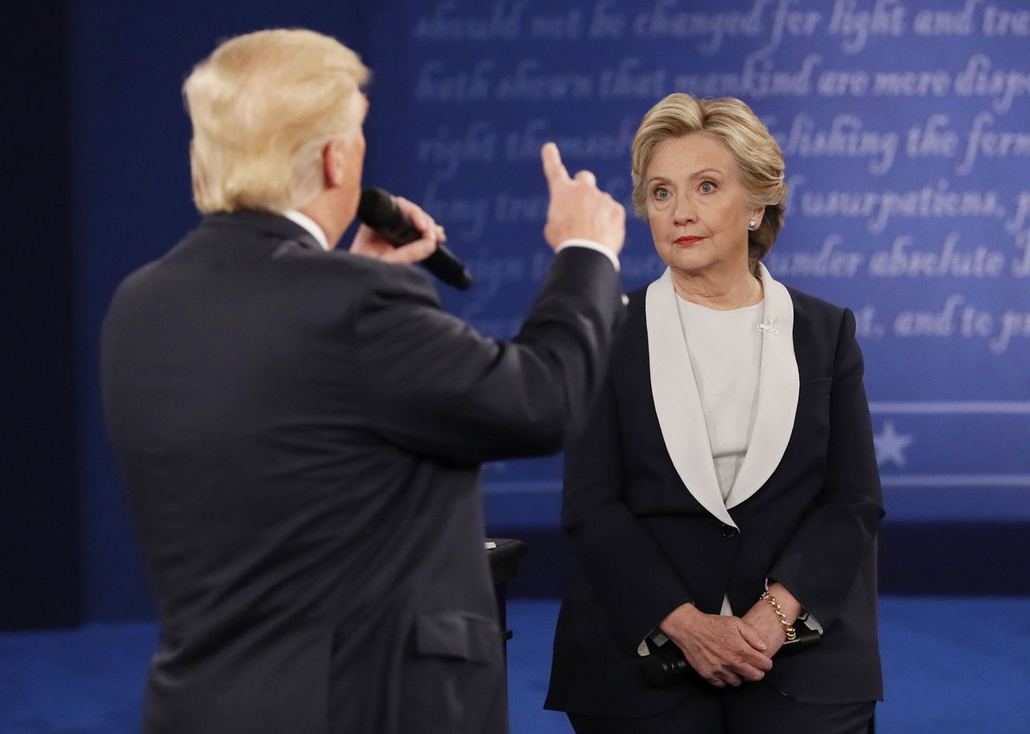 USA presidendikandidaadid Donald Trump ja Hillary Clinton tänasel debatil.