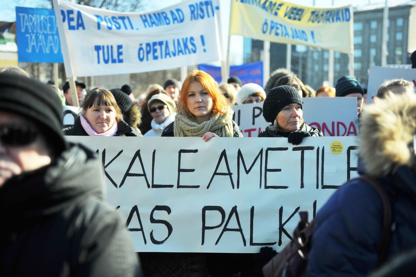 Pildil õpetajate streigi raames toimunud meeleavaldus Tallinnas Vabaduse väljakul.