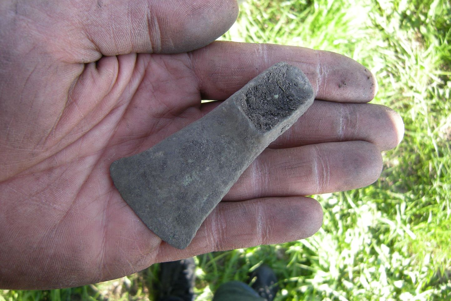 Sellise väikese kirve leidis Eesti Detektoristide Klubi liige Kaarel Tamm Jõgevamaalt Põltsamaa vallast.