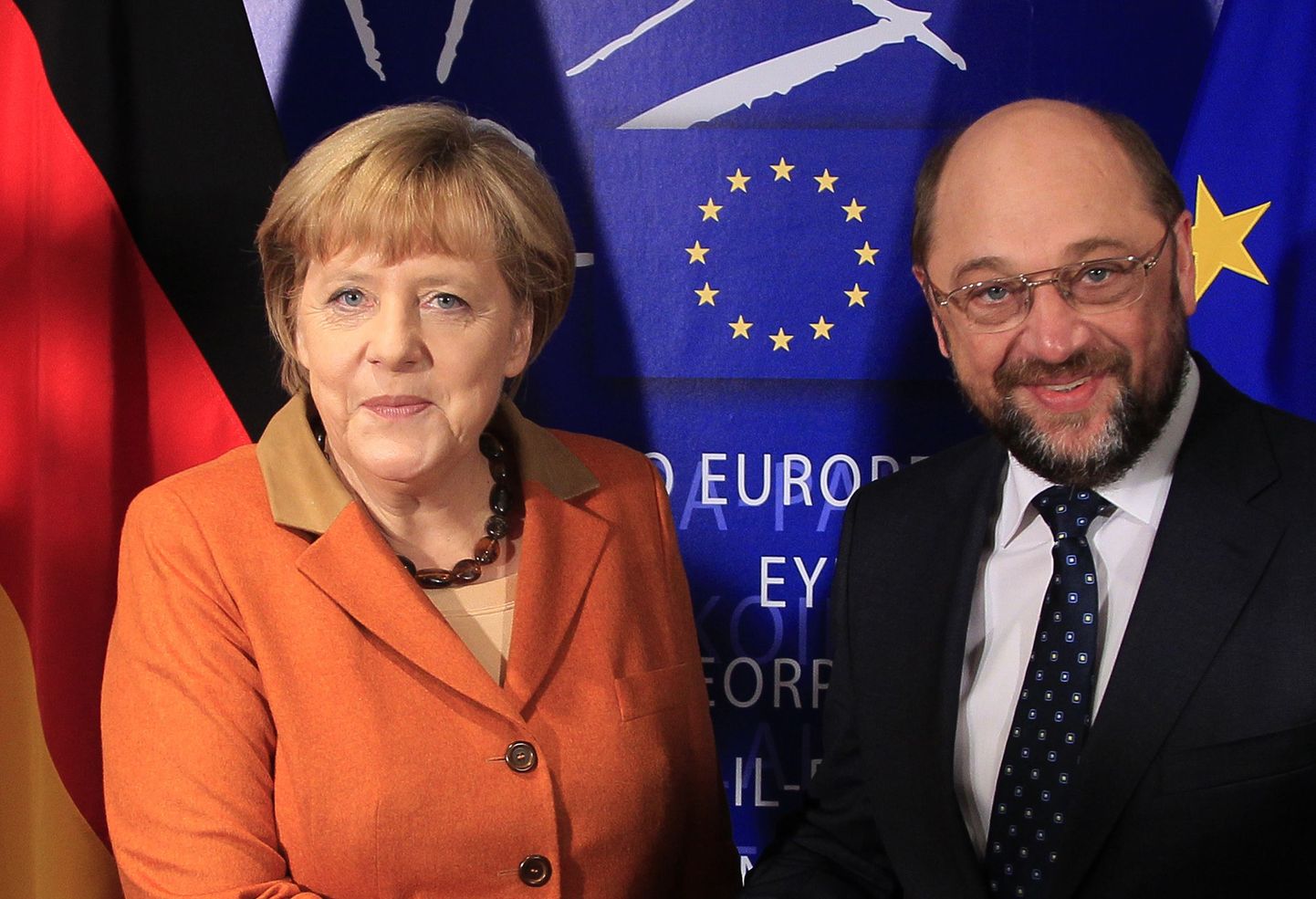 Angela Merkel ja endine Euroopa Parlamendi president Martin Schulz 2012. aastal Brüsselis.