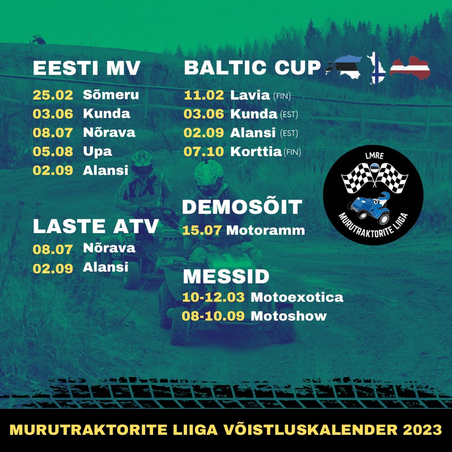 Murutraktorite Liiga 2023. aasta võistluste ajakava