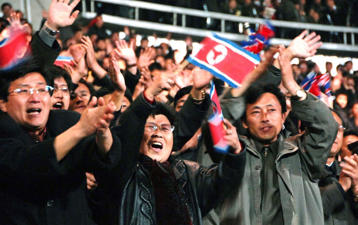 Põhjakorealased kogunemisel.