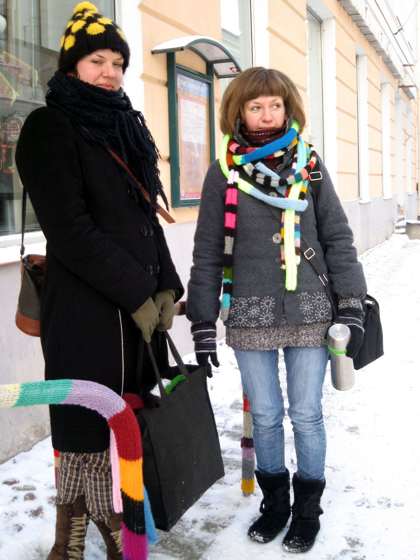 Tudengid kaunistasid kudumitega Tartu kesklinnas asuva rattahoidja. Pildil Kerli Irbo (vasakul) ning Terje Ong.