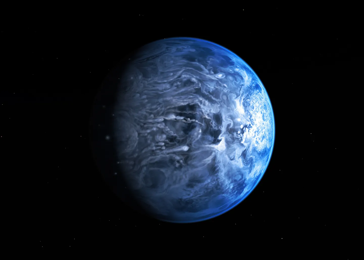 Kunstniku nägemus planeedist HD 189733b, kus sajab vedelat klaasi