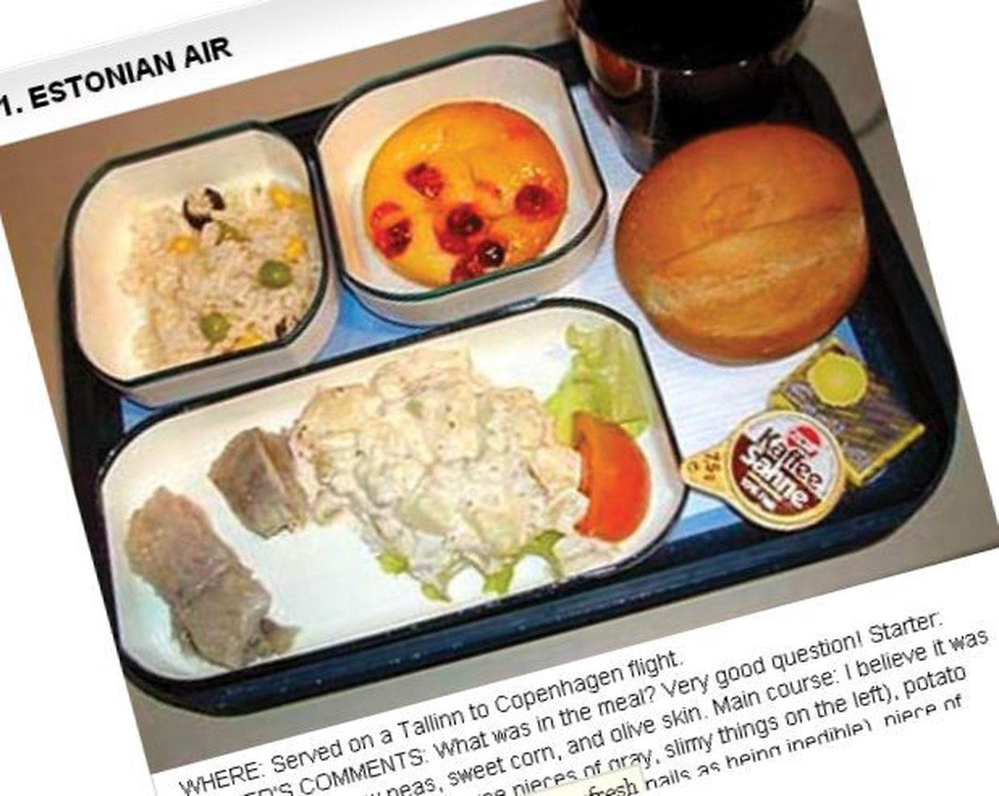 Фотографии злополучного набора питания на борту Estonian Air c портала The Huffington Post.