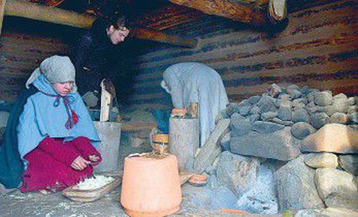 Пятеро студентов-археологов из Тартуского университета целую неделю прожили в Рыуге в реконструированном курном доме времен викингов.
