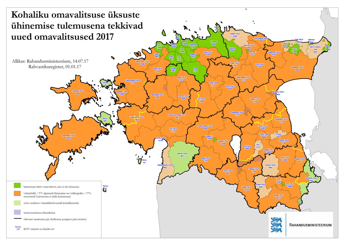 Eesti kaart peale haldusreformi.