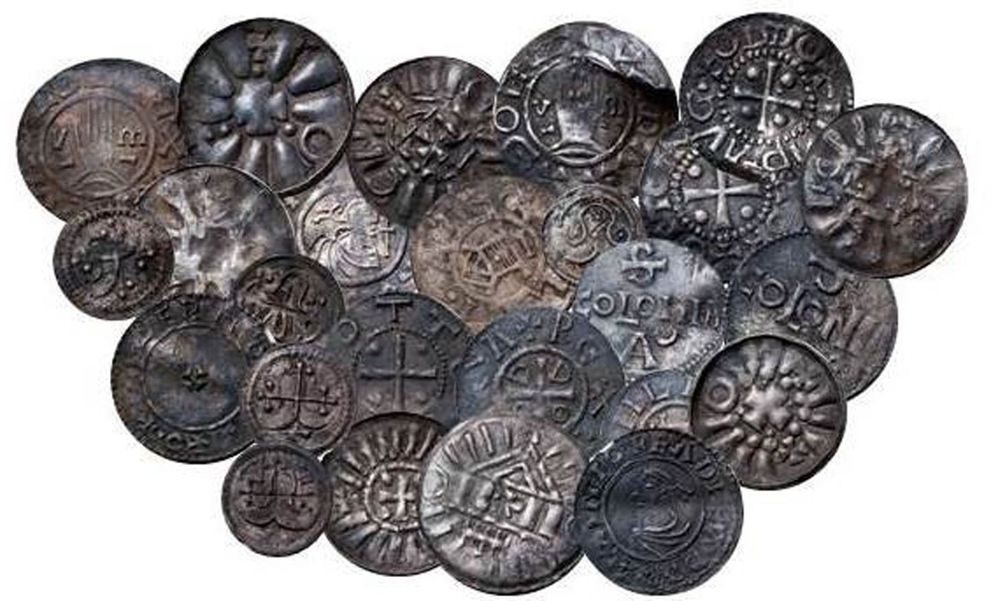 Viikingiaegsed mündid, mis leiti Põhja-Taanist.