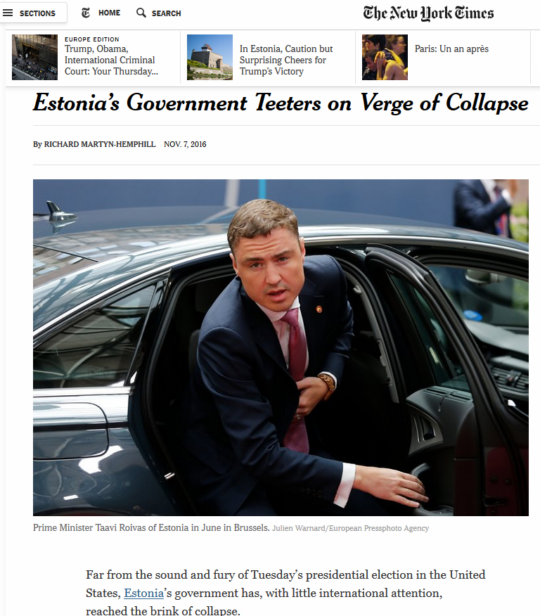 Страница New York Times 8 ноября.