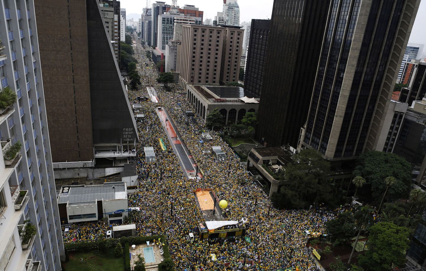 Демонстранты в Бразилии.
