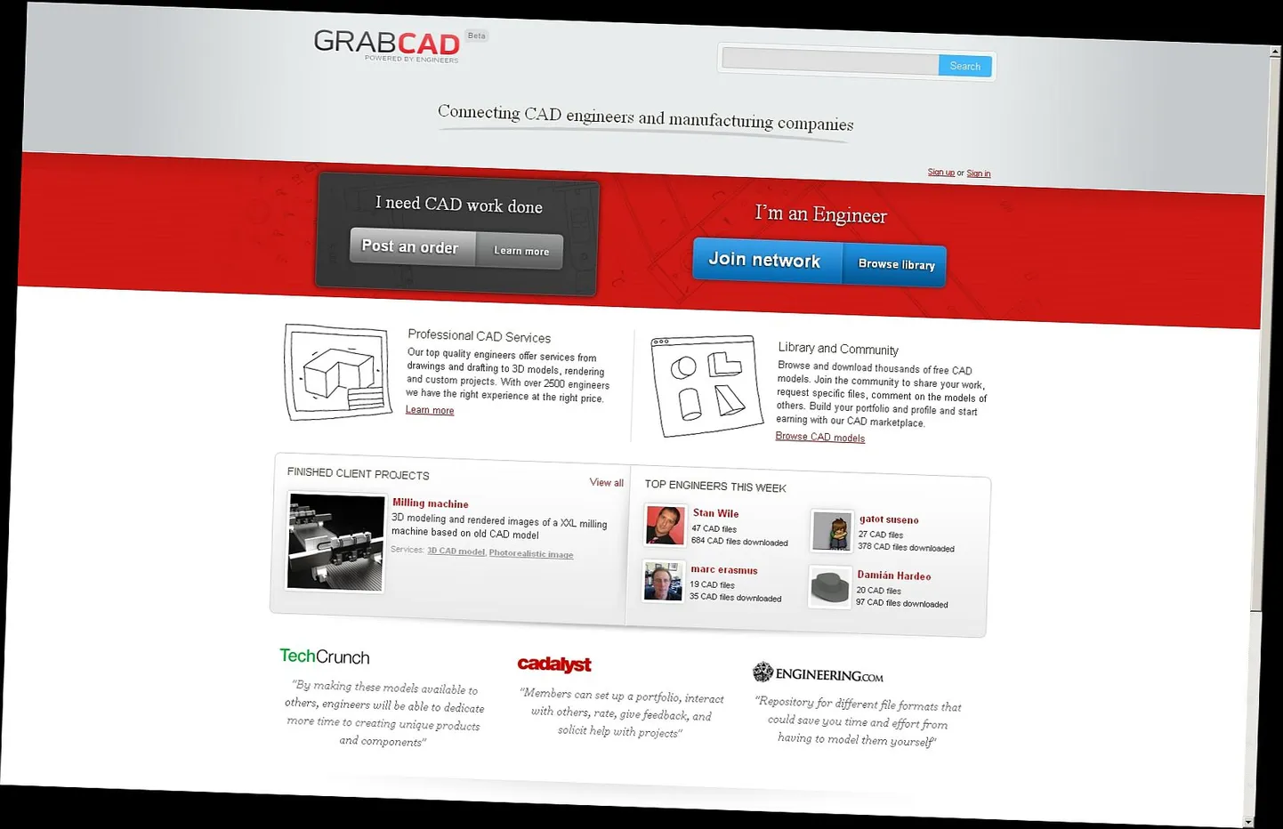 Сайт GrabCAD.