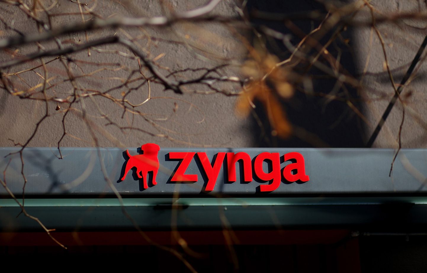 Internetimängude firma Zynga logo peakorteri ees San Franciscos.