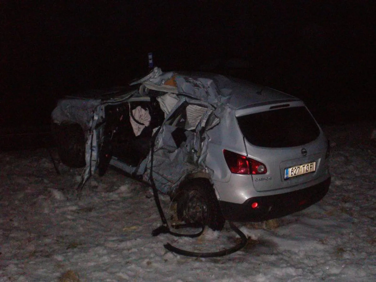 Автомобиль Nissan Qashqai после аварии. Фото читателя Postimees.ee.