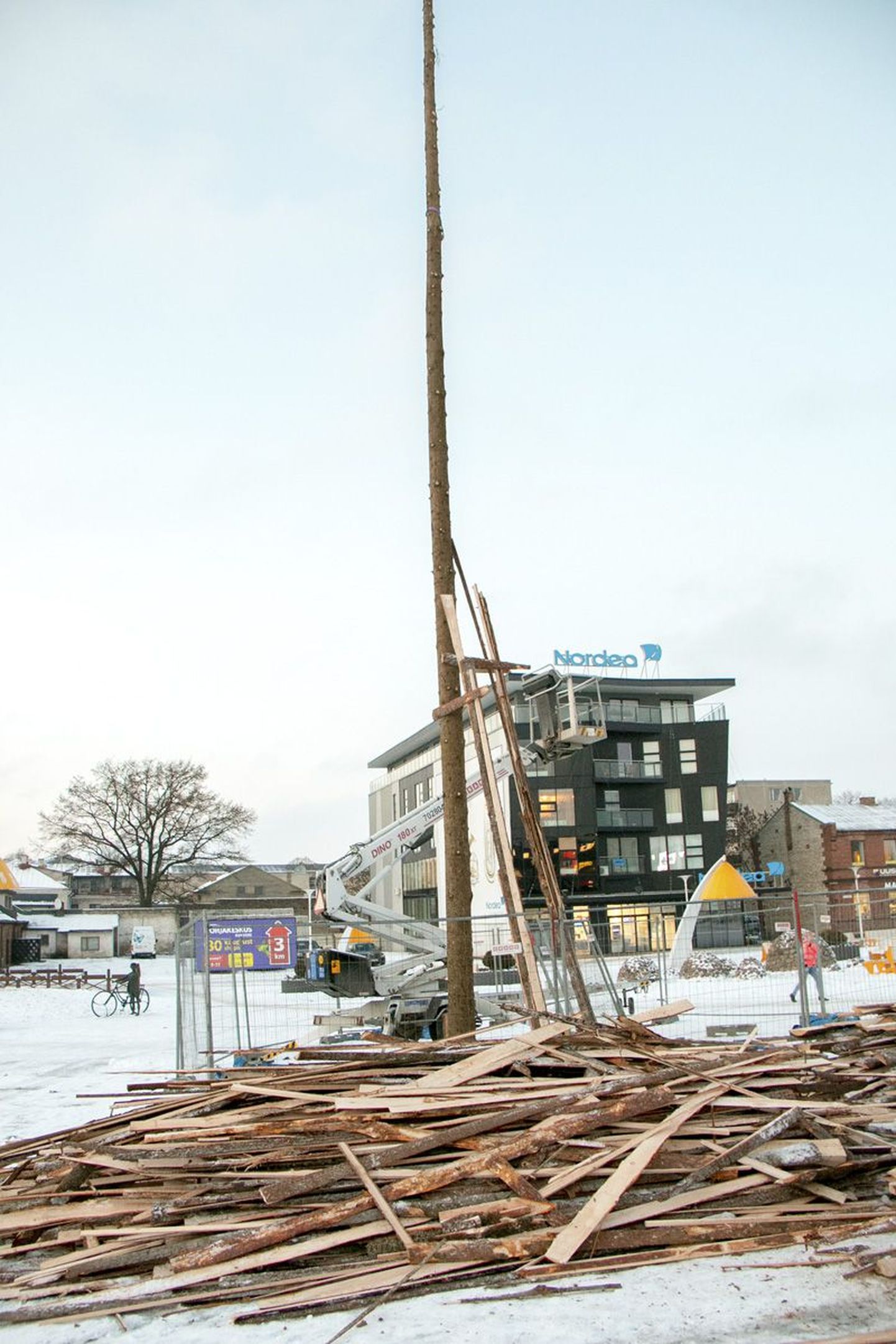 Eile hommikul algas Rakvere keskväljakul 
linna avaliku jõulupuu 
ehitus.