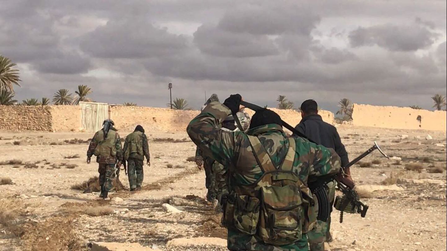 Süüria sõdurid Palmyras, Homsi provintsis, mis on nüüdseks taas valitsusevägede kätes.