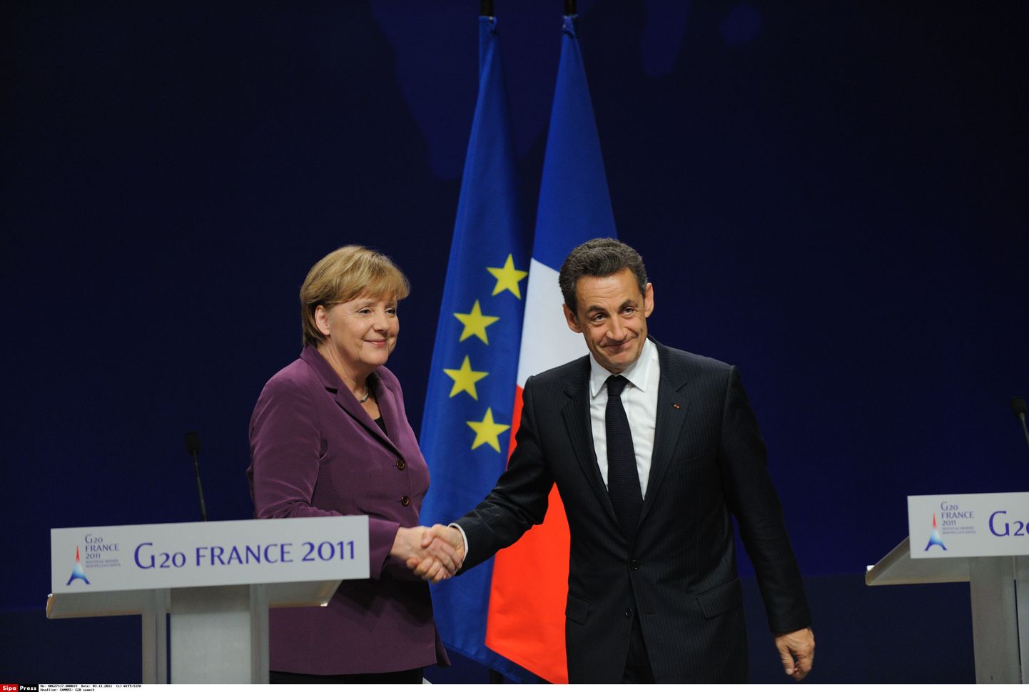 Angela Merkel ja Nicolas Sarkozy Cannes'is.