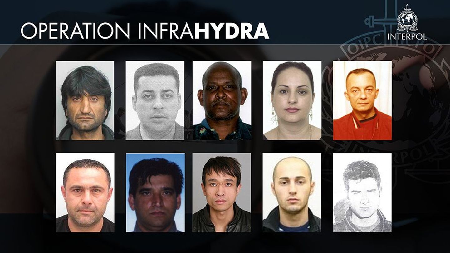 Interpoli avalikustatud pildid 10-st tagaotsitavast, keda rahvusvahelise politseiorganisatsiooni sõnul on alust süüdistada inimkaubitsemises.