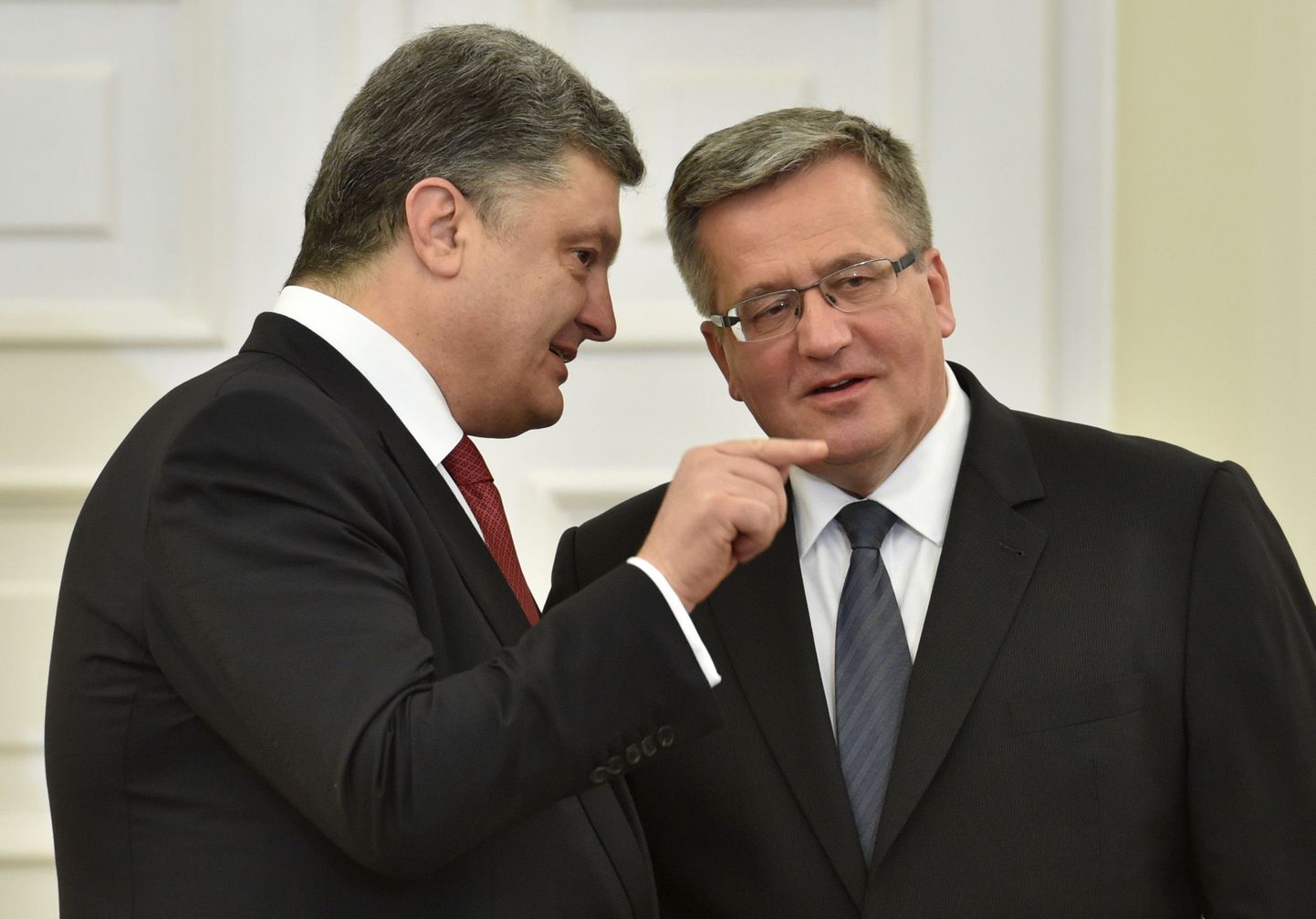Ukraina president Petro Porošenko (vasakul) kohtus täna Poolas ametivenna Bronisław Komorowskiga.