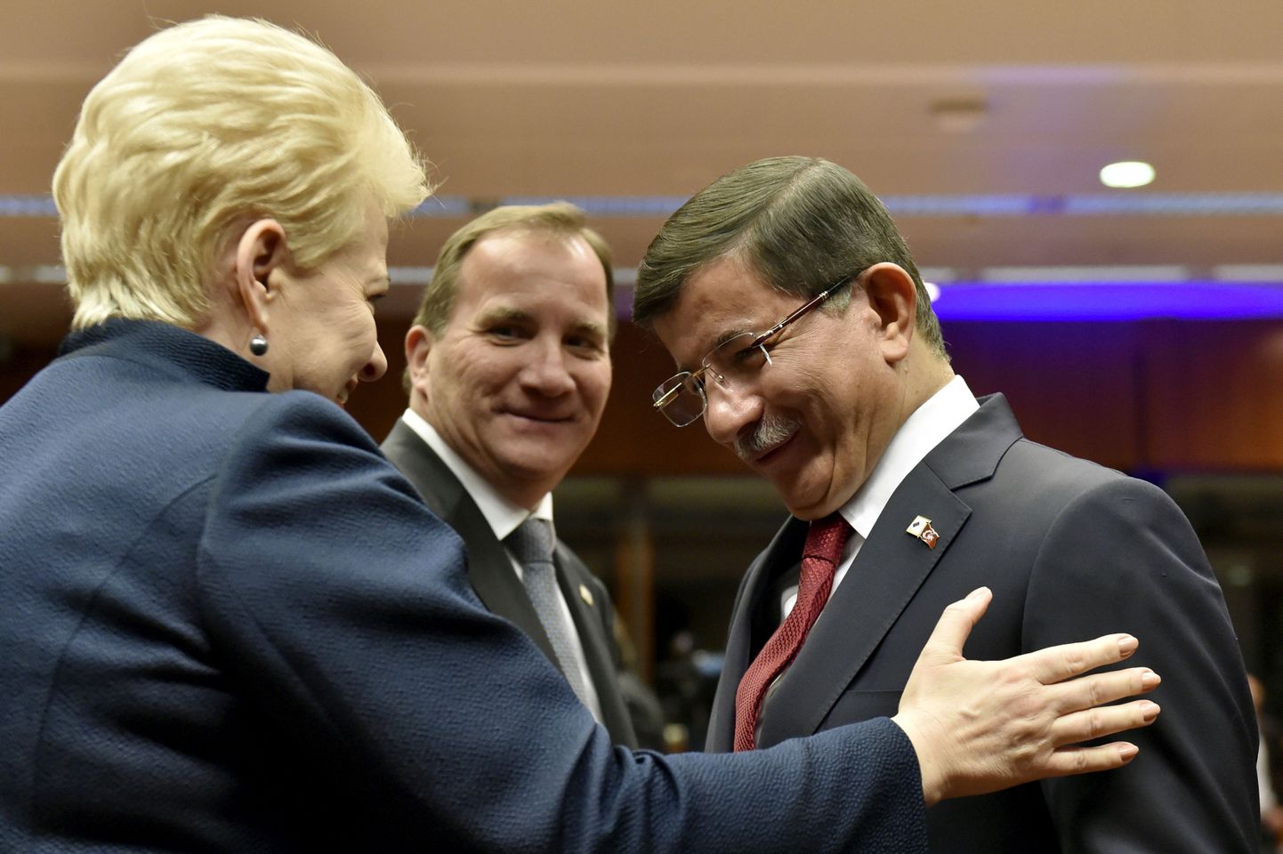 Президент Литвы Даля Грибаускайте с премьер-министрами Швеции и Турции.