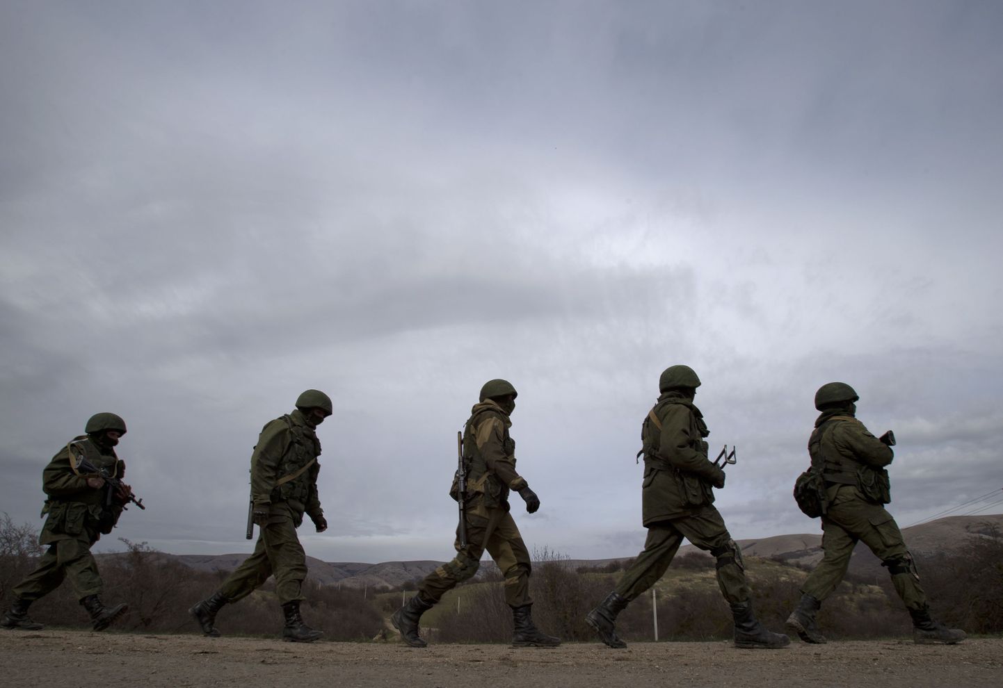 Vene sõdurid Perevalne sõjaväebaasi lähedal Krimmis.