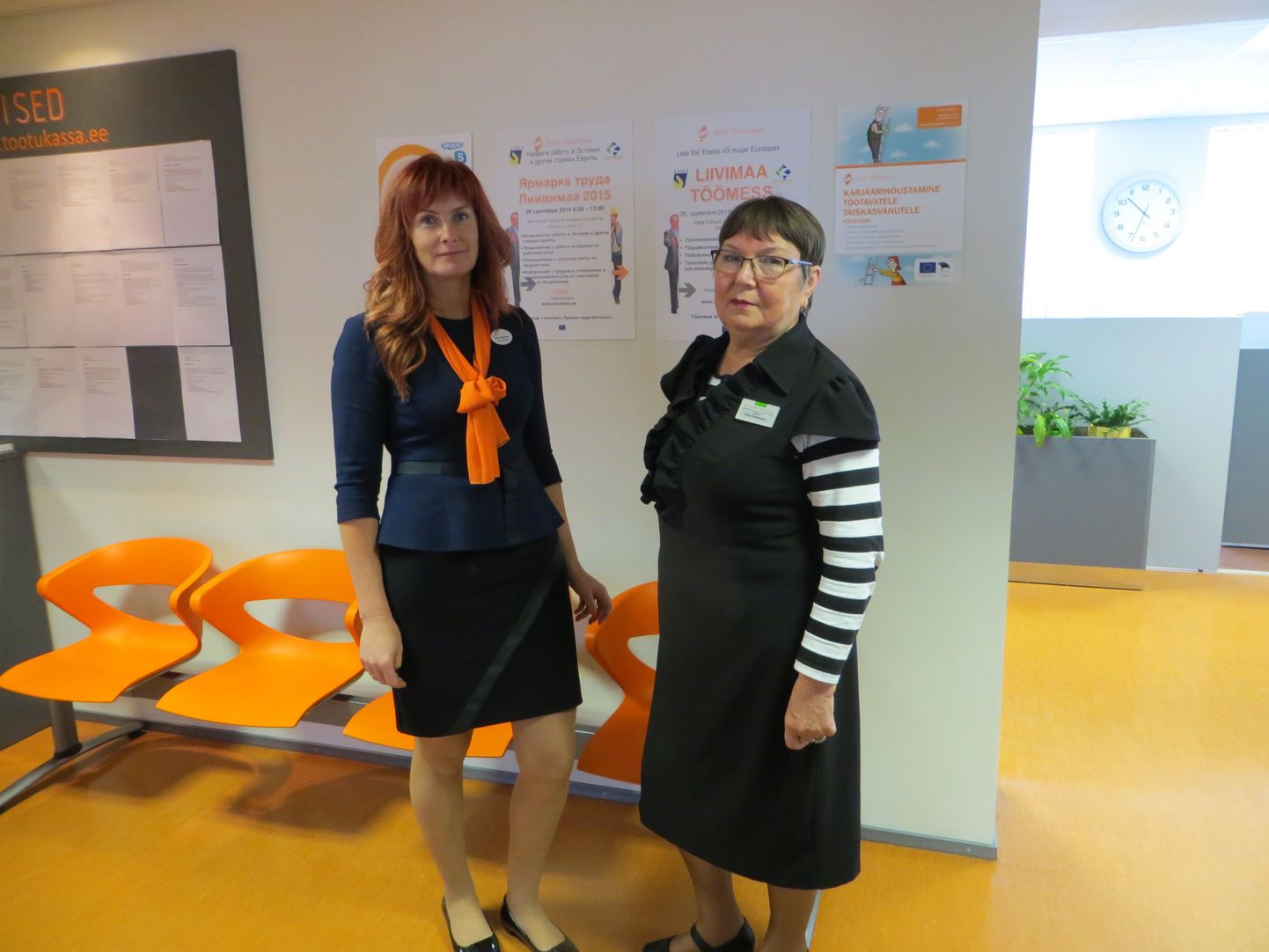Töötukassa Valgamaa osakonna juhataja Merike Metsavas (vasakul) ja Läti tööhõiveagentuuri Valka filiaali juhataja Erna Pormeistere