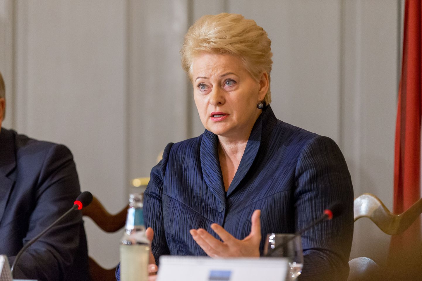 Leedu president Dalia Grybauskaitė täna Kõue mõisas pressikonverentsil.