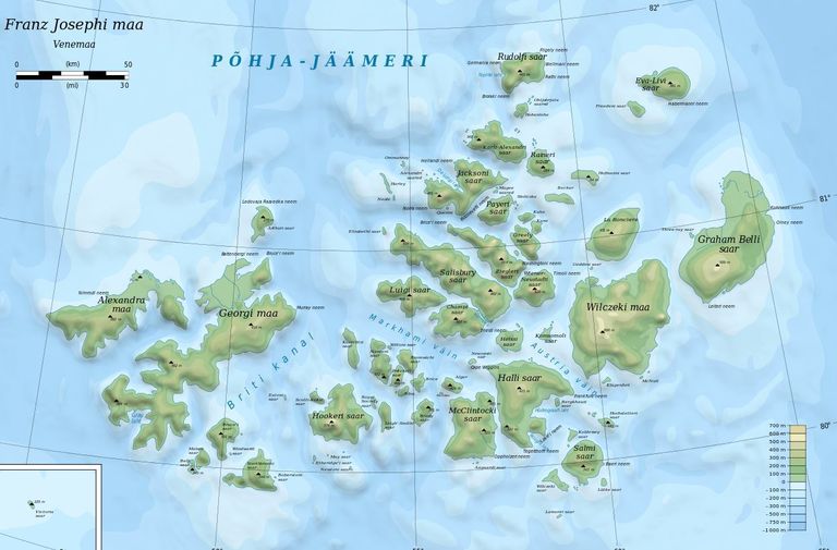 Franz Josephi maa kaart / wikipedia.org