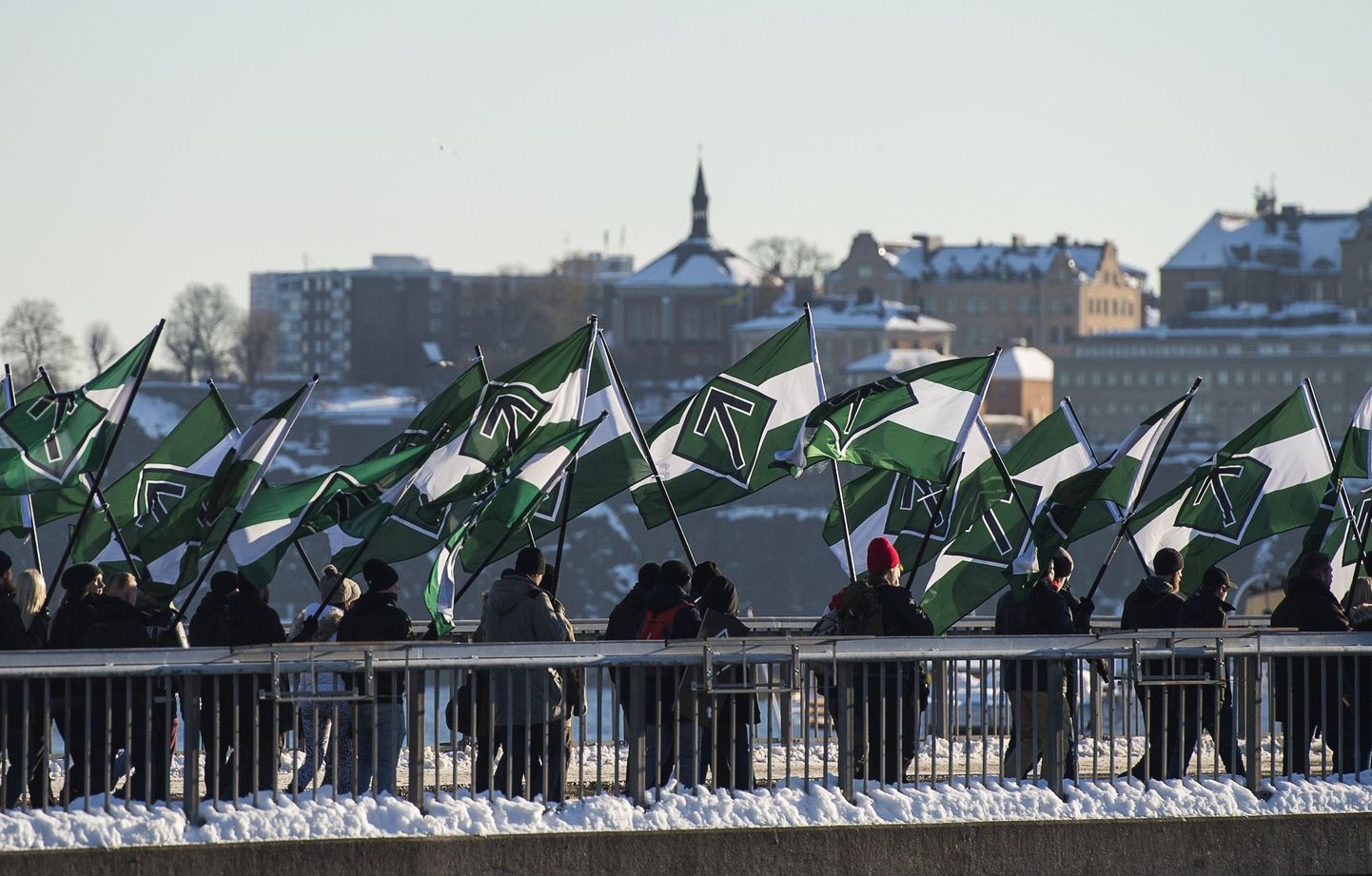 Paremäärmusliku Põhjala Vastupanuliikumise (Nordiska motståndsrörelsens) toetajad mullu novembris Stockholmis.