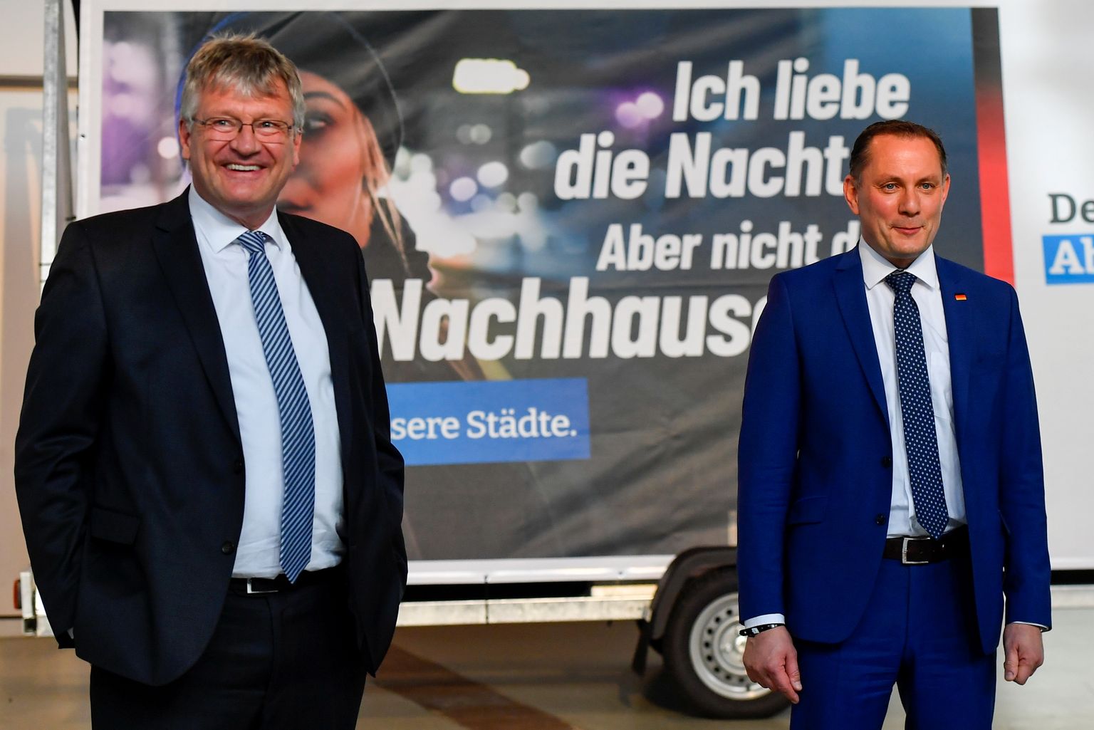 Saksa paremäärmusliku erakonna Alternatiiv Saksamaale (AfD) kaasesimehed Jörg Meuthen ja Tino Chrupalla.