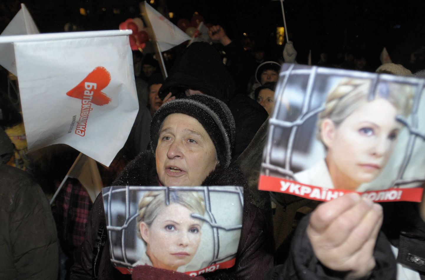 Julia Tõmošenko poolehoidjad vangla ees 12. novembril.