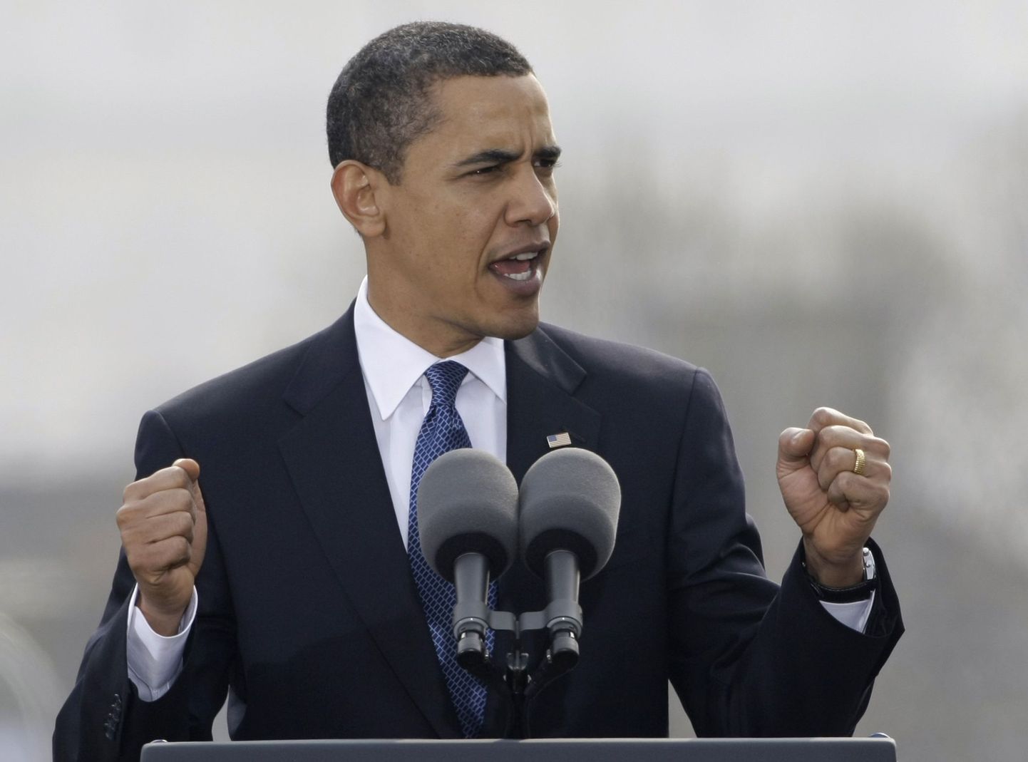 USA president Barack Obama Prahas kõnet pidamas.