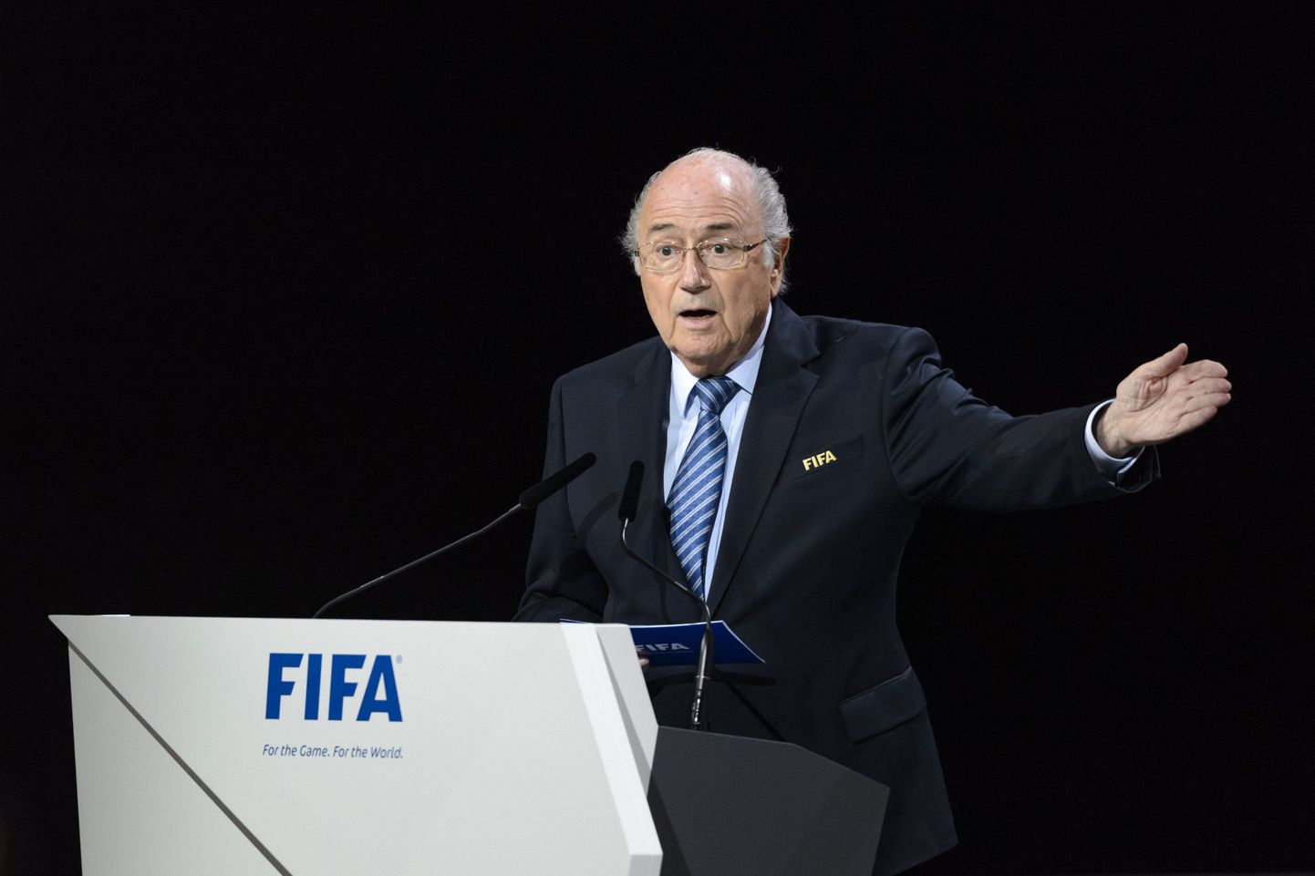 Viiendat korda FIFA presidendiks kandideeriv Sepp Blatter täna Zürichis.
