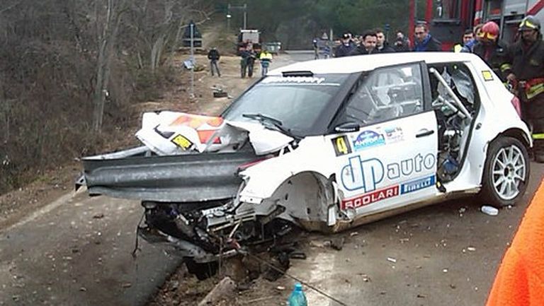 Roberta Kubicas rallija auto pēc avārijas 2011.gada 6.februārī Andoras rallijā 