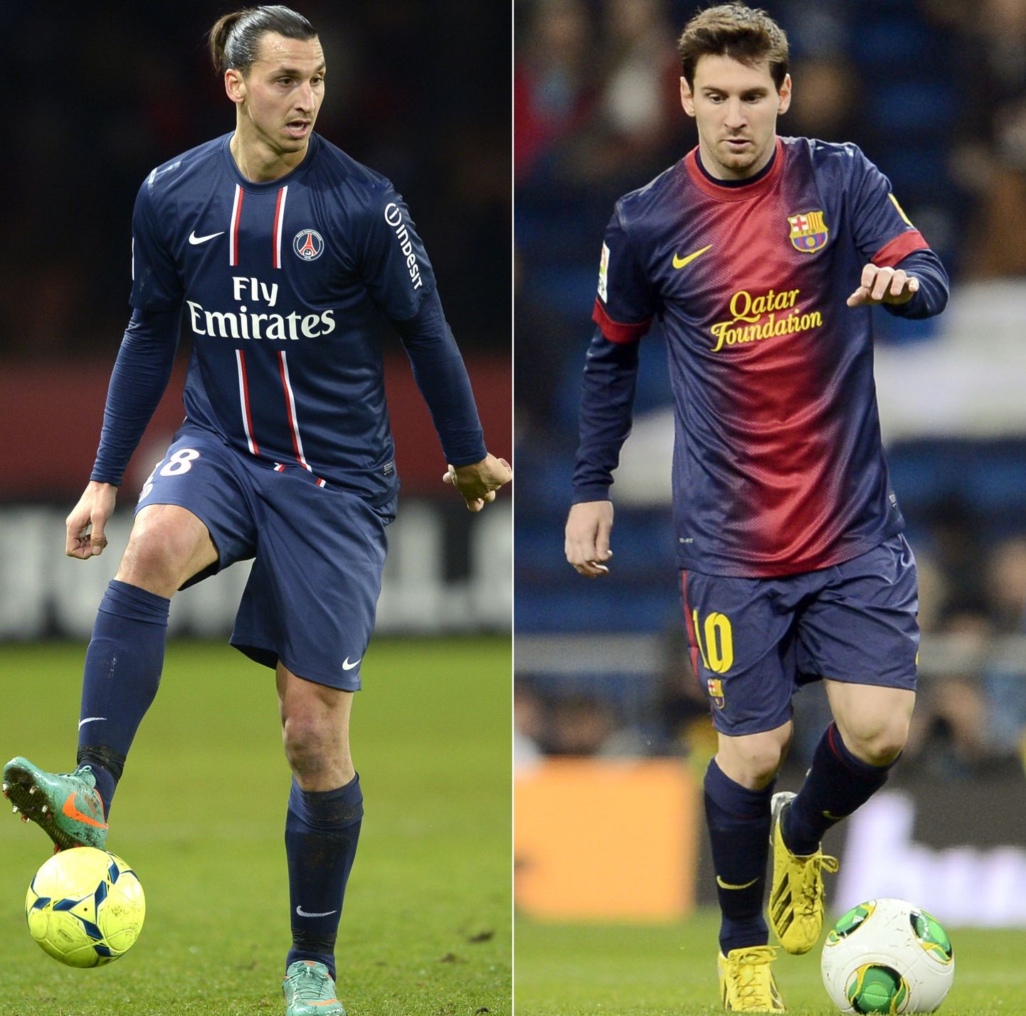 Zlatan Ibrahimovic (vasakul) ja Lionel Messi.