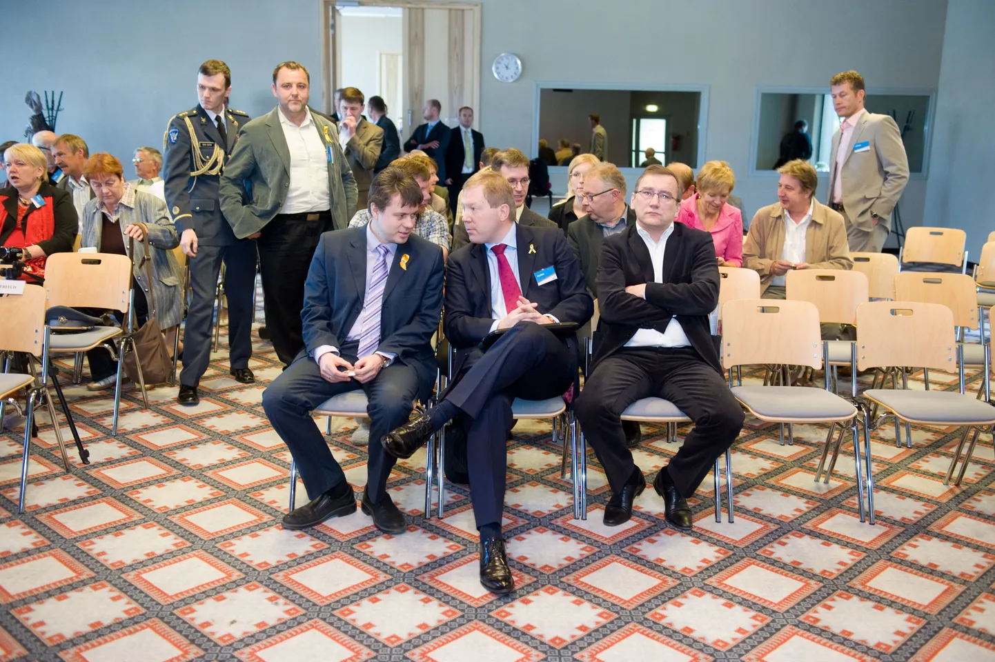 Sven Sester, Urmas Reinsalu, Marko Mihkelson ja Juhan Parts Isamaa ja Res Publica Liidu (IRL) volikogul.