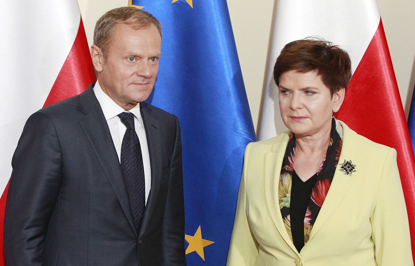 Poola peaminister Beata Szydlo ja Euroopa Nõukogu president Donald Tusk.