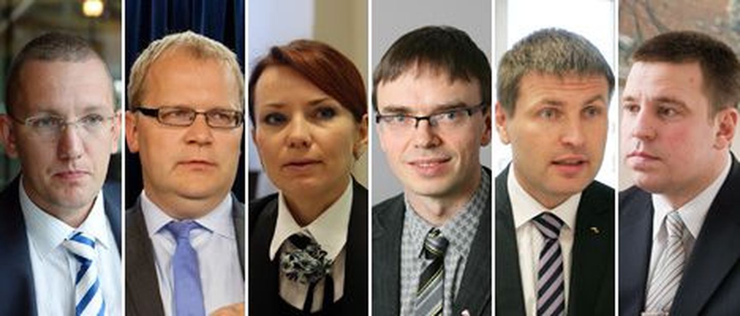 Vasakult: Kristen Michal, Urmas Paet, Keit Pentus, Sven Mikser, Hanno Pevkur, Jüri Ratas.