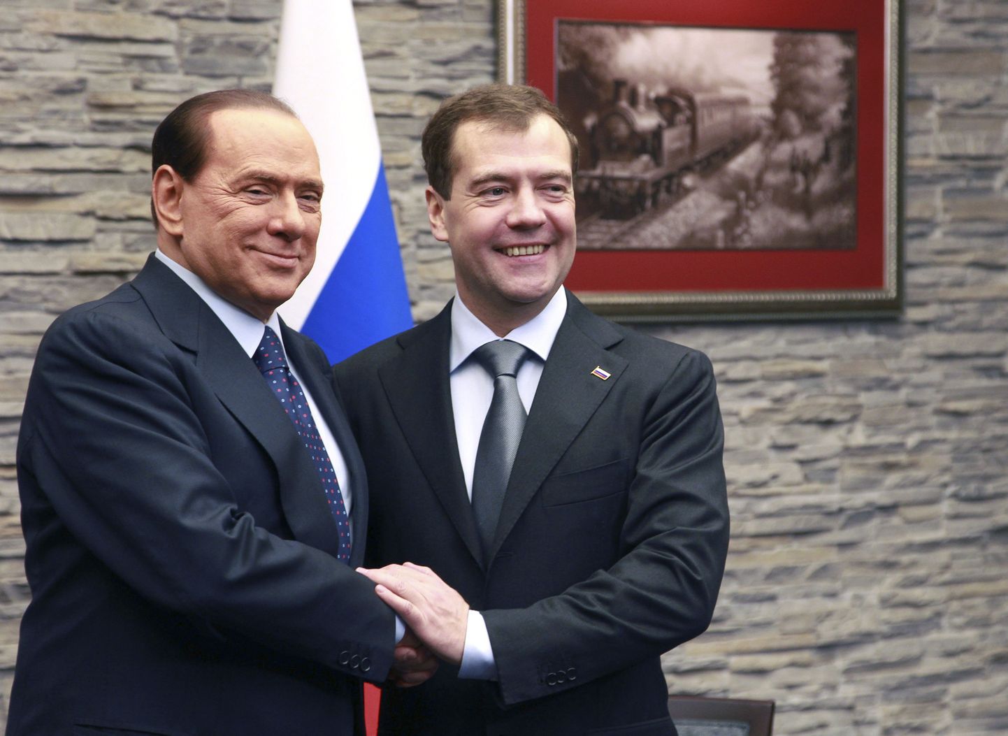 Vene president Dmitri Medvedev ja Itaalia peaminister Silvio Berlusconi Krasnaja Poljanas 3. detsembri.
