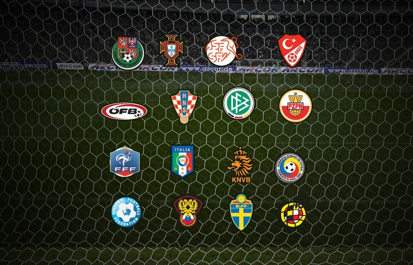 Jalgpalli EMil osalevate koondiste logod