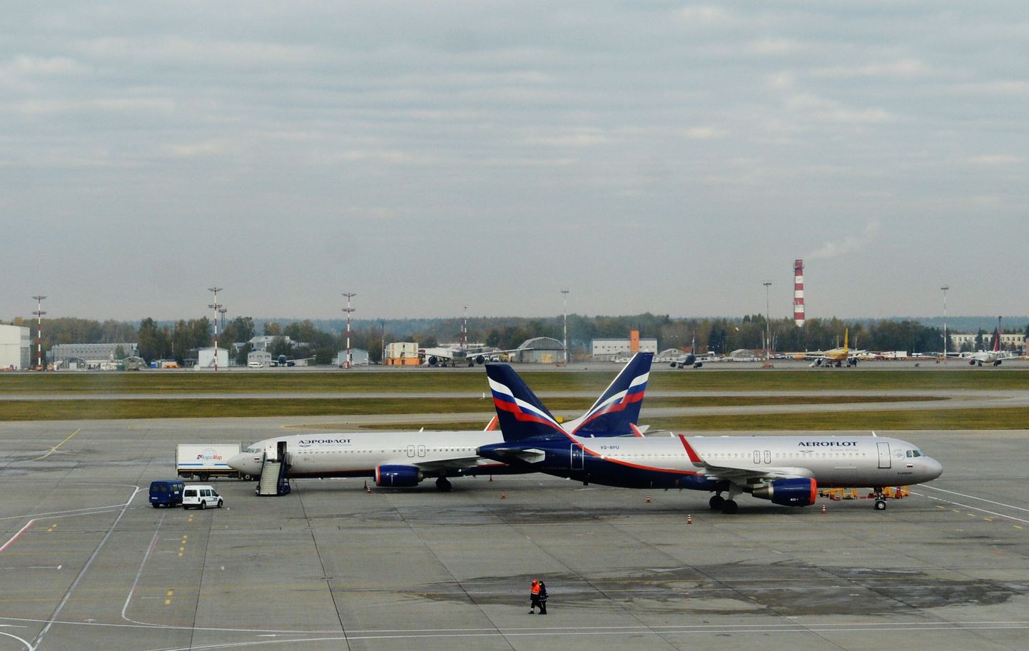 Aerofloti lennukid Moskva Šeremetjevo lennuväljal.