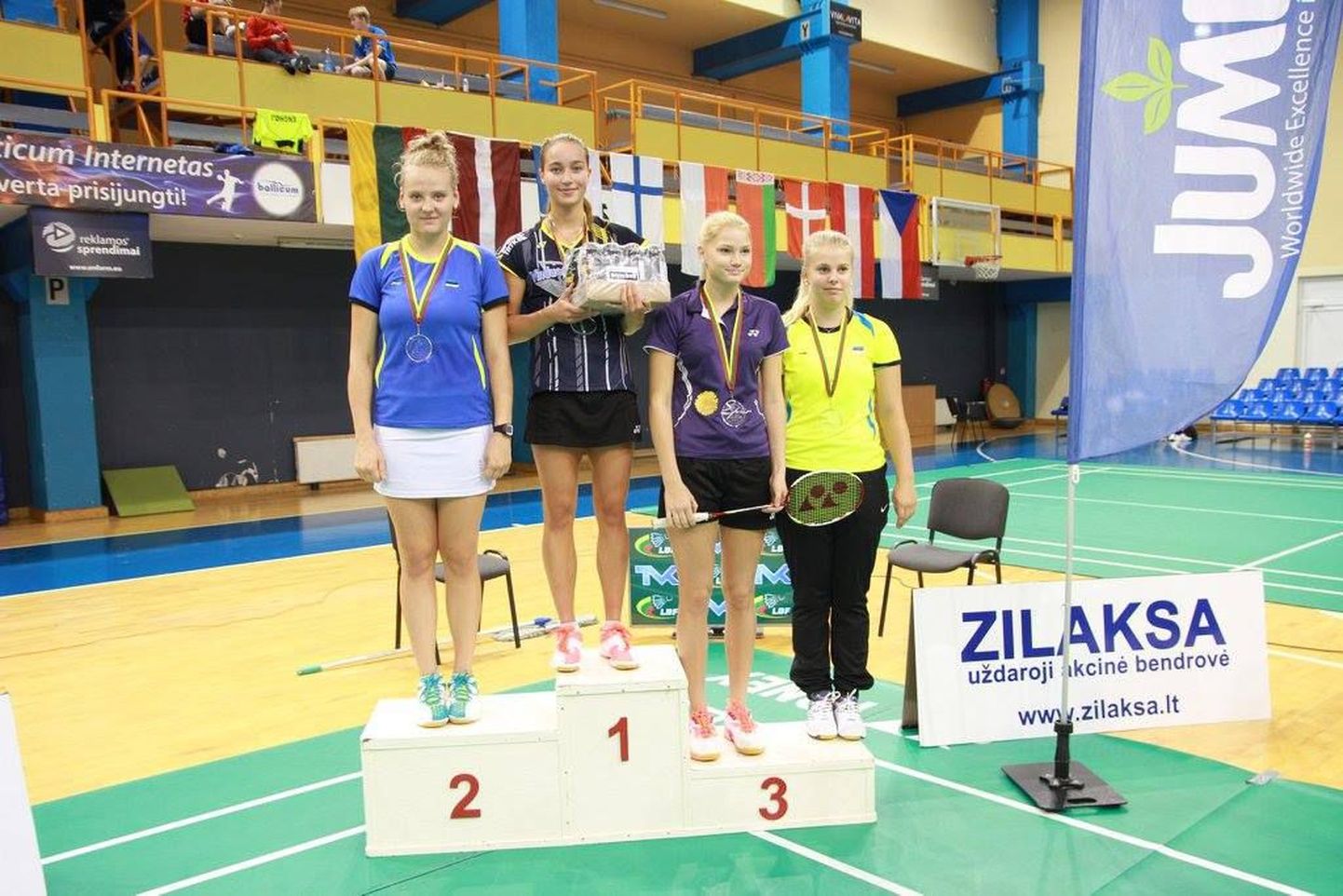 Lithuanian Junior turniiri üksikmängu võitjad vasakult Kristin Kuuba, Amalie Herz Hansen, Kati-Kreet Marran, Helina Rüütel.