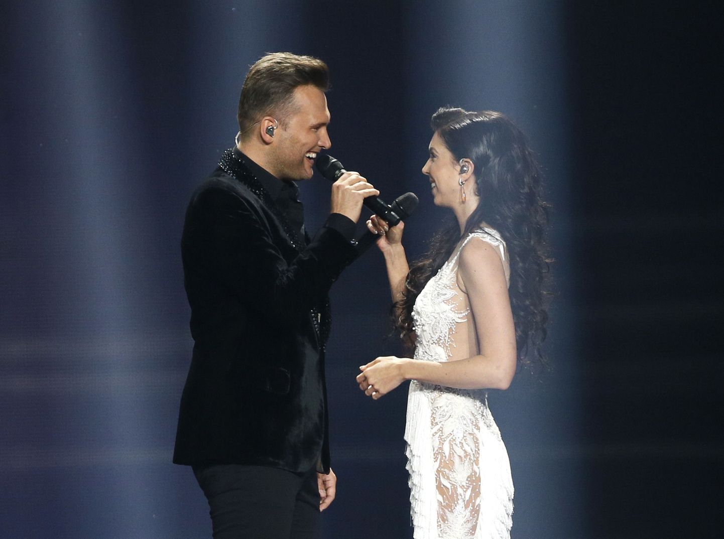Estonia's Koit Toome & Laura perform the song "Verona" during the Eurovision Song Contest 2017 Semi-Final 2 at the International Exhibition Centre in Kiev, Ukraine, May 11, 2017. REUTERS/Gleb Garanich