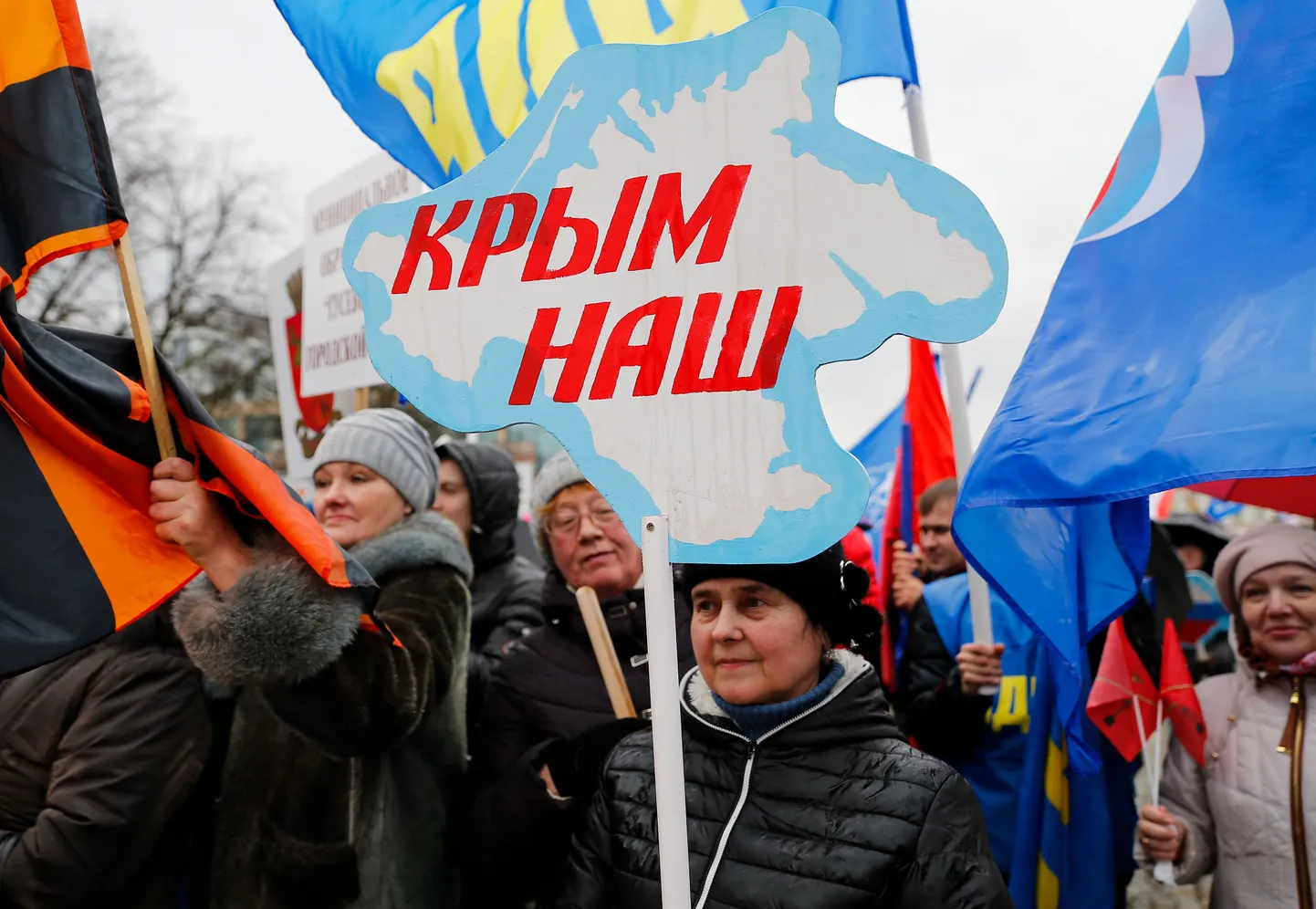 Kaliningradi elanikud 1. märtsil tähistamas Krimmi okupeerimise kolmandat aastapäeva.