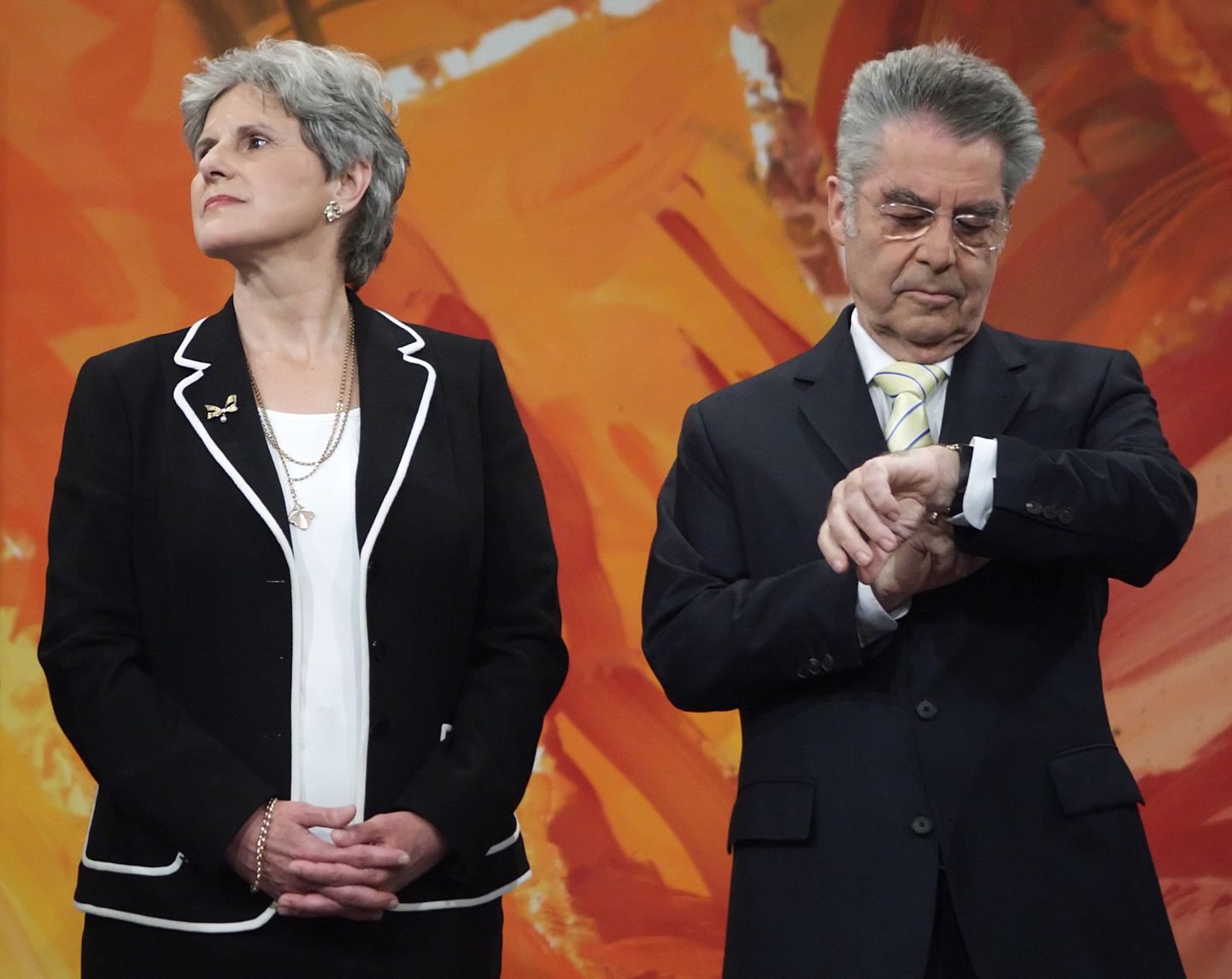 Taas presidendiks valitud Heinz Fischer (paremal) ja tema peamine rivaal Barbara Rosenkranz.