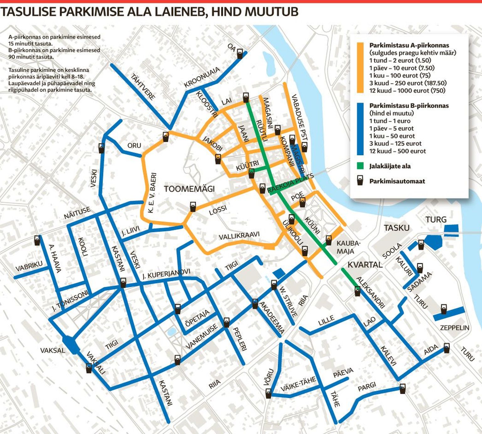 Tasulise parkmise ala laieneb.