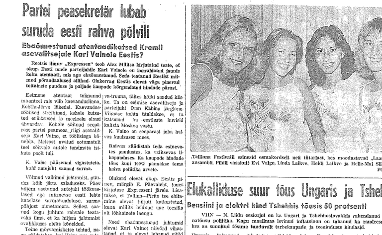 Ajalehe Vaba Eestlane esikülg 26. juulil 1979. Kuvatõmmis.