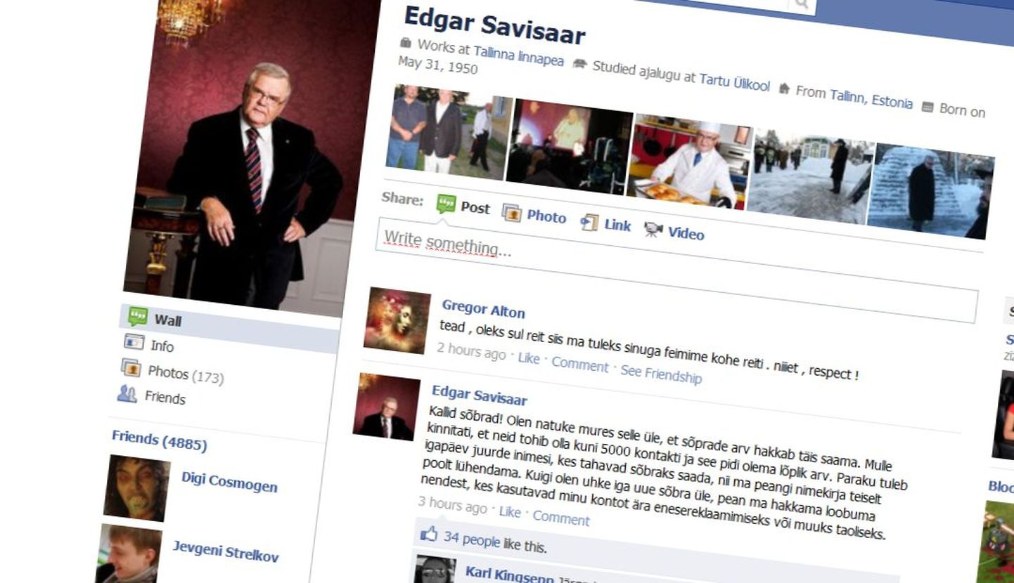 Edgar Savisaare Facebooki leht