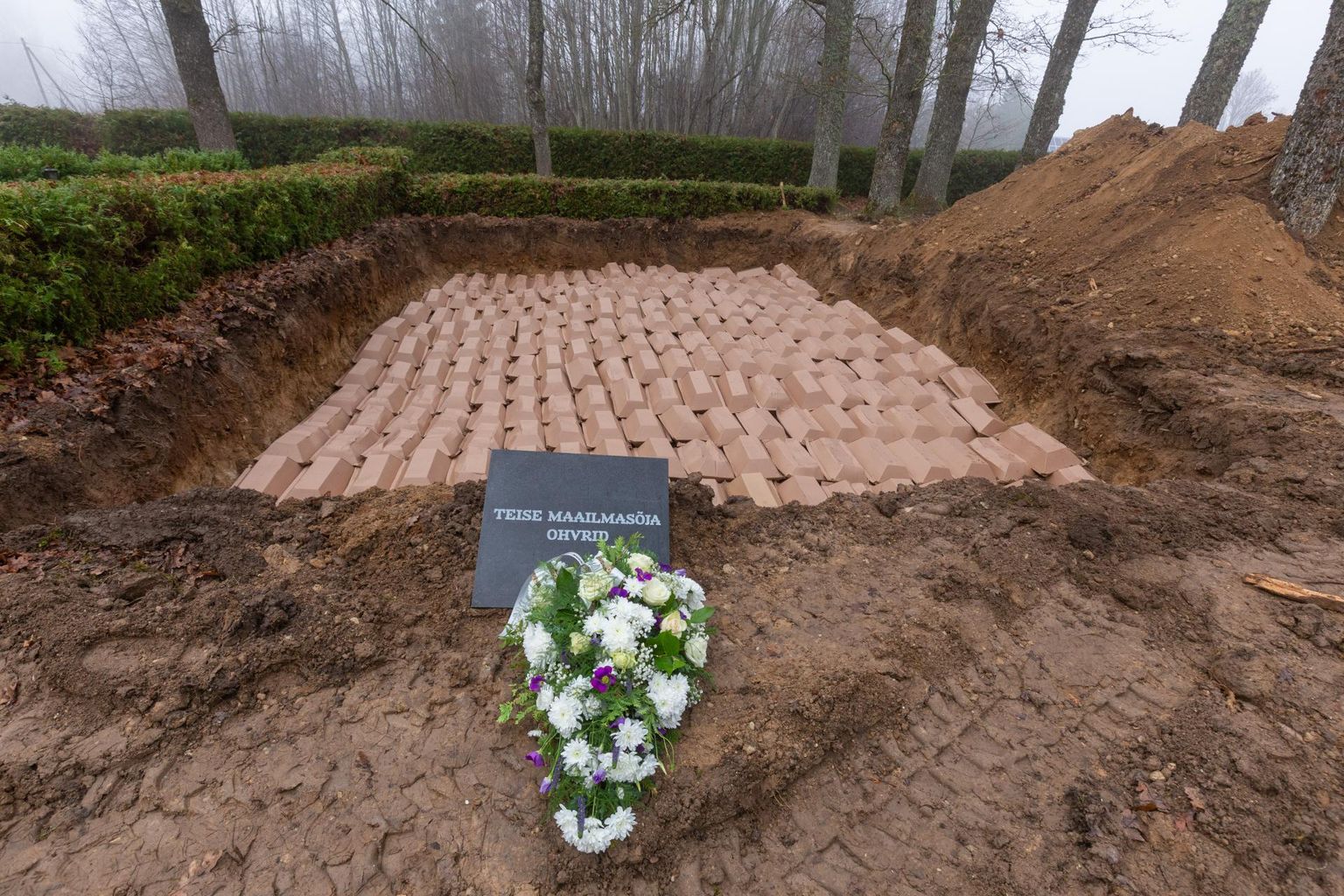 Viiratsi mäelt ühishauast välja kaevatud inimeste säilmed sängiti Kolga-Jaani kalmistu mulda.